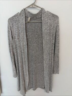 Pomelo Light Grey Open-Front Knit Cardigan